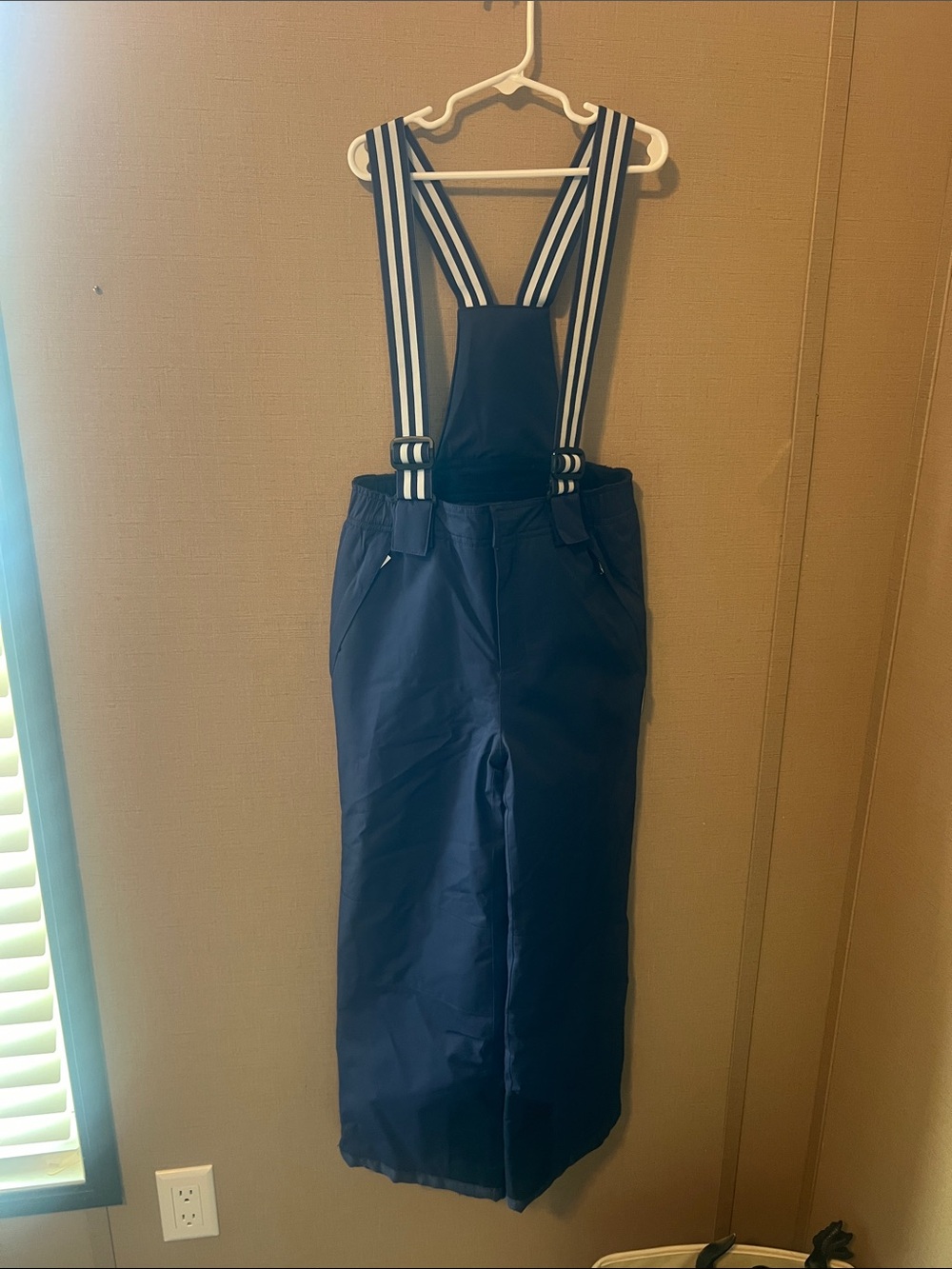 Hatley Navy Winter Bib with Striped Suspenders